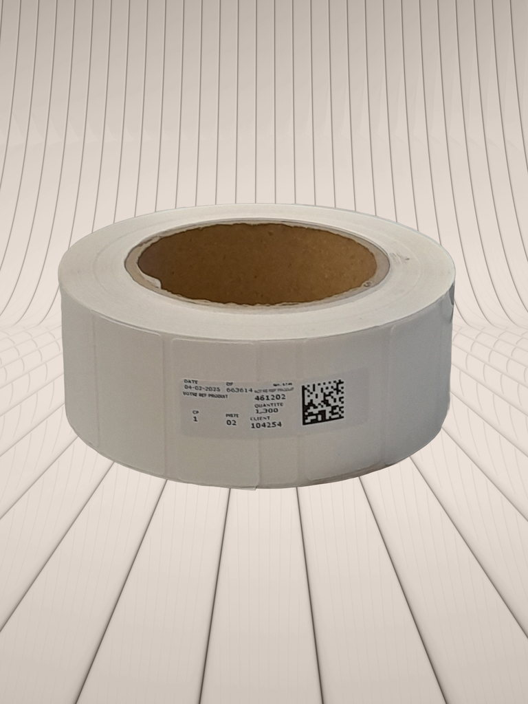 Muovitarra 45x25 mm tarra Syntyre, 1300 tarraa/rll